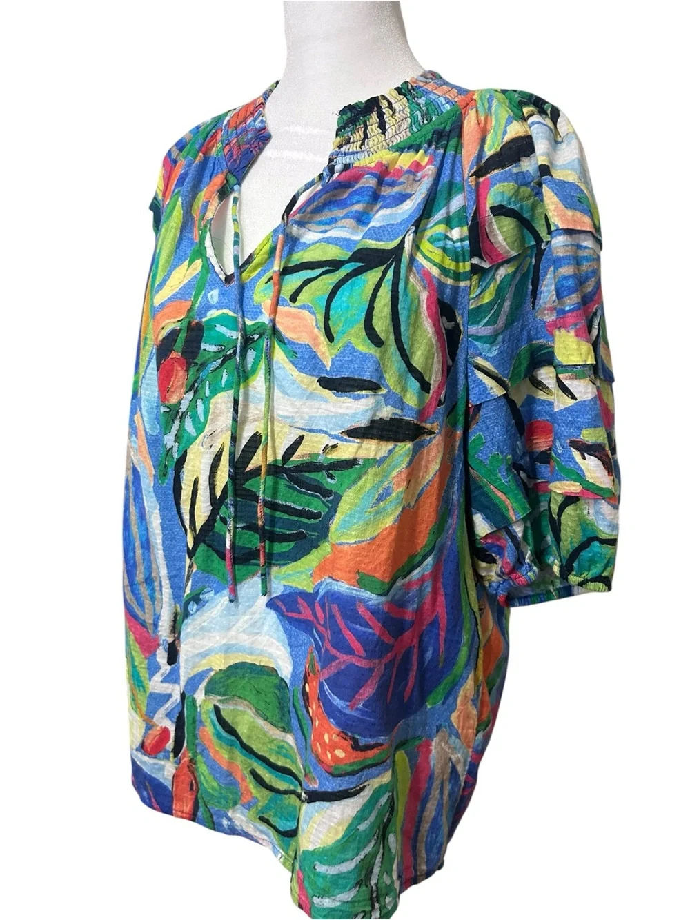 🌴 NIC+ZOE Tropical Abstract Print Blouse – Size Large